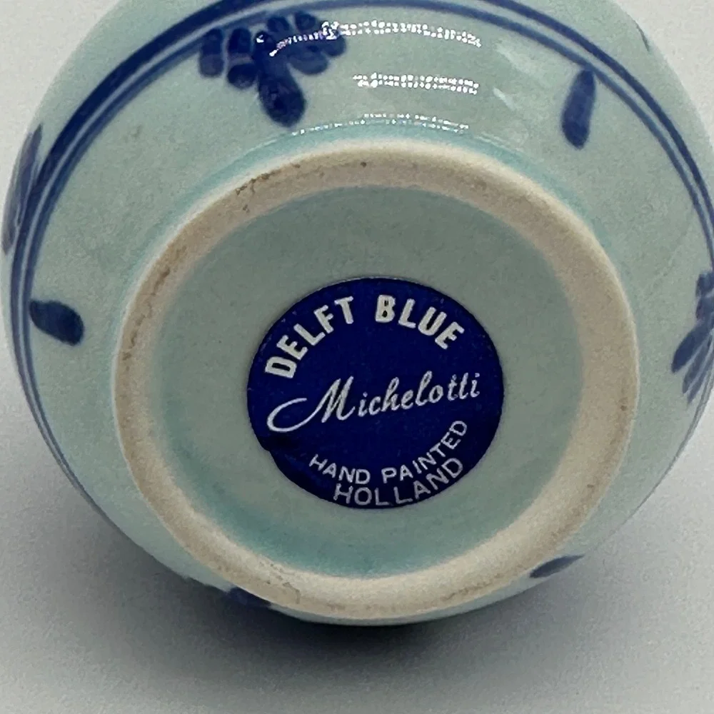 Michelotti Delft Blue Bud Vase Hand Painted Holland Floral Porcelain 6 Inch